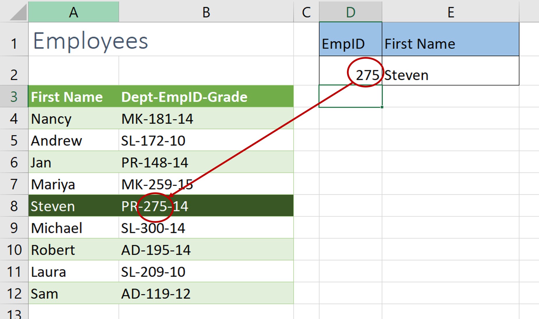 XLOOKUP Wildcard Character Match Result